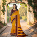 Yellow Georgette Saree | Lightweight Casual Wear Saree with Blouse Piece