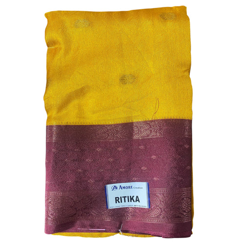 Yellow Georgette Saree | Lightweight Casual Wear Saree with Blouse Piece