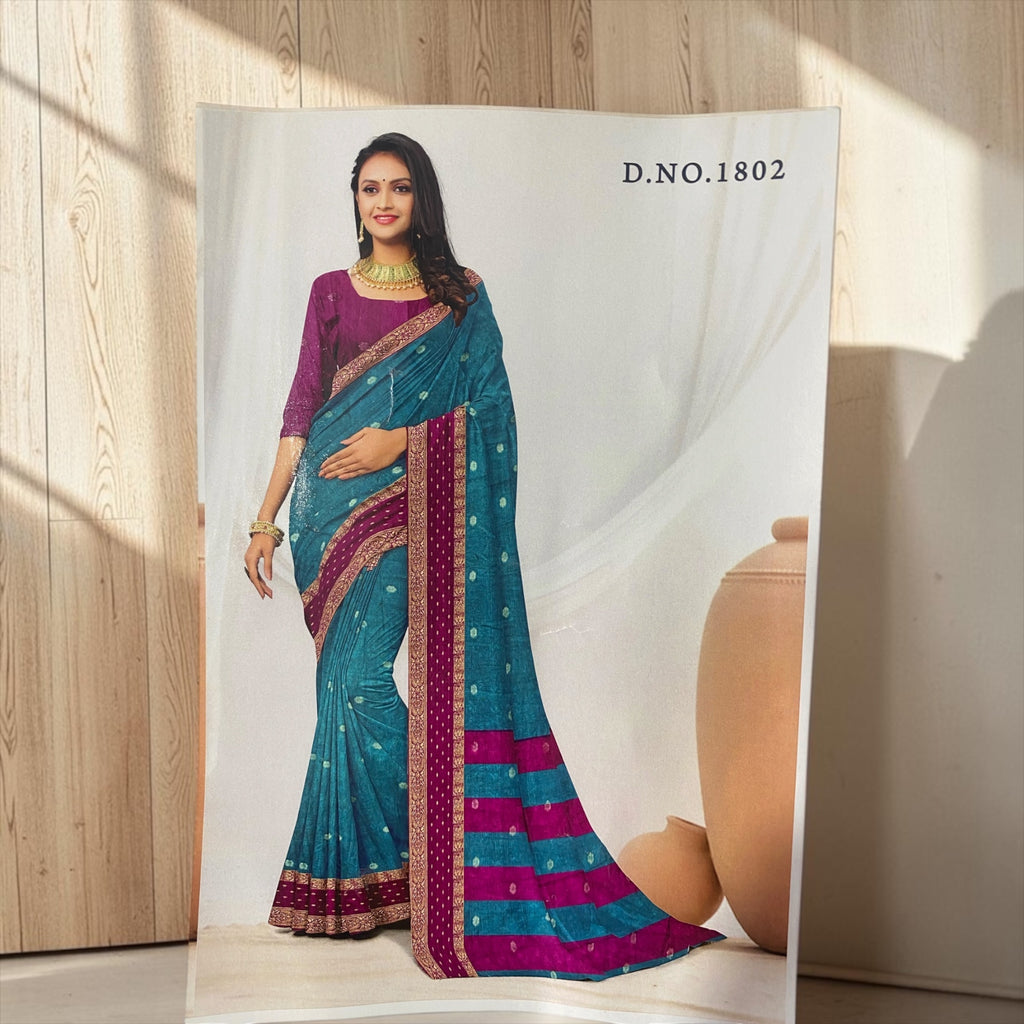Yellow Georgette Saree | Lightweight Casual Wear Saree with Blouse Piece