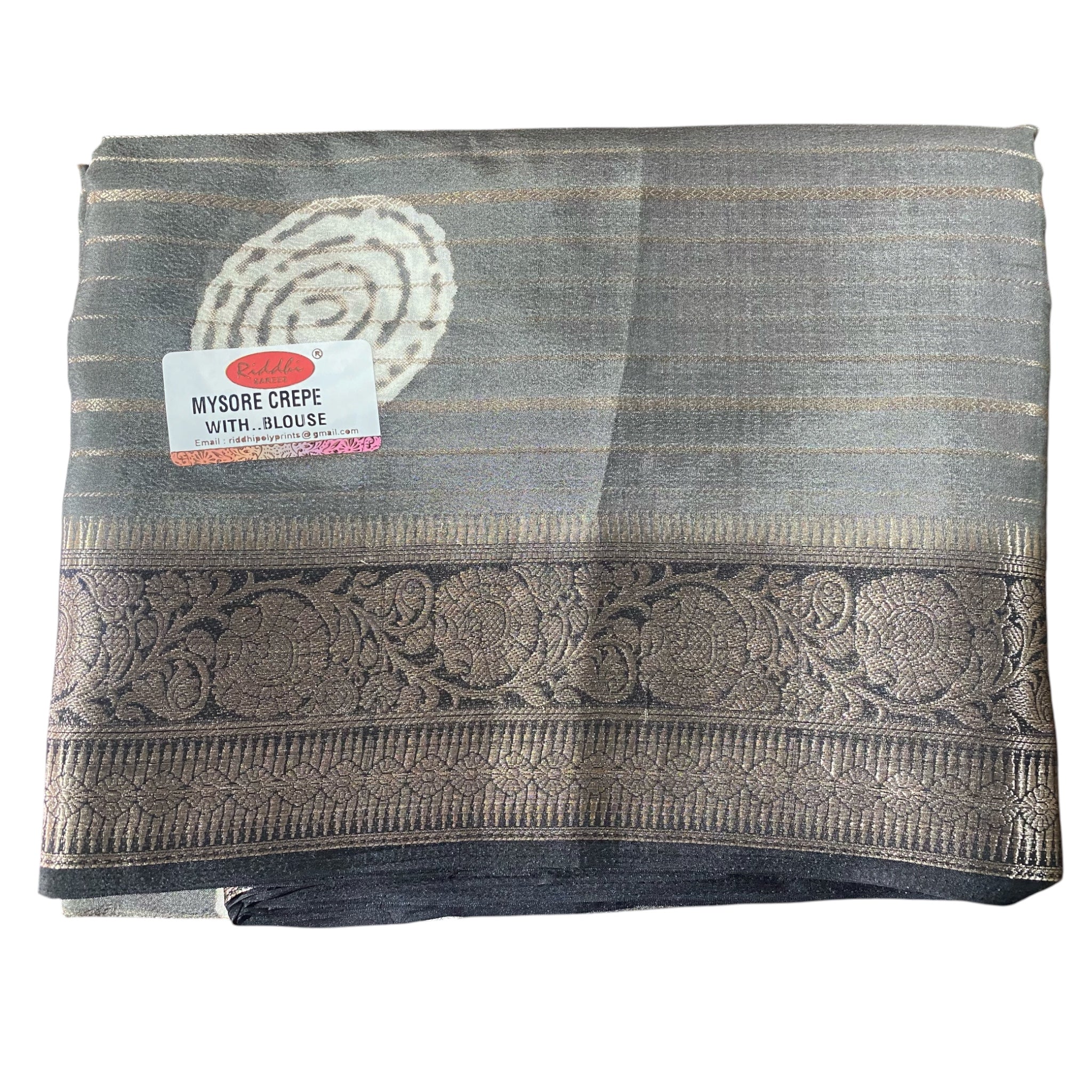 Pure Mysore Crepe Saree | Soft Lightweight Daily Wear Saree with Blouse Piece