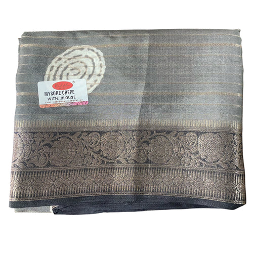 Pure Mysore Crepe Saree | Soft Lightweight Daily Wear Saree with Blouse Piece