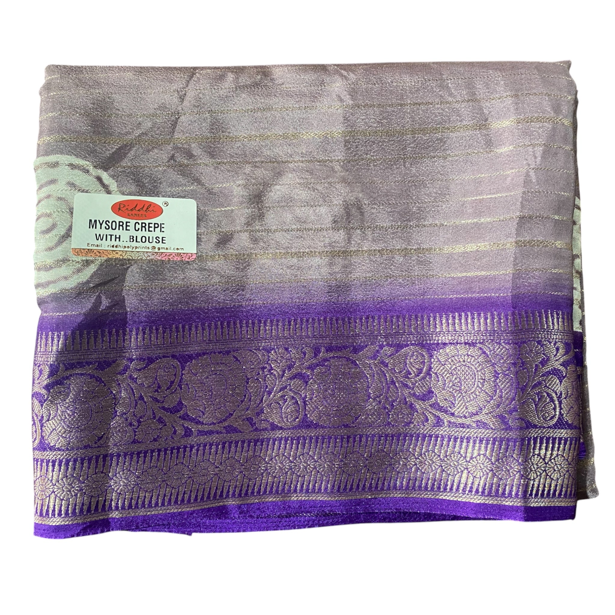 Pure Mysore Crepe Saree | Soft Lightweight Daily Wear Saree with Blouse Piece