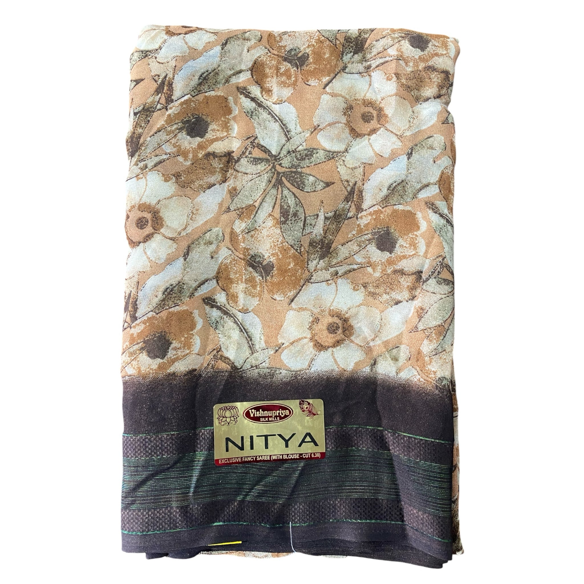 mahalakshmi paradise Nitya collection floral printed ethnic saree with a dark contrasting border in soft fabric